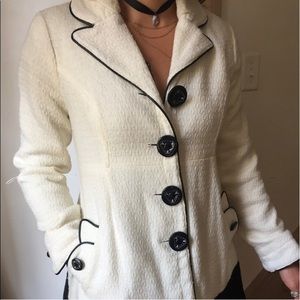 Jolie White with Black Women Coat